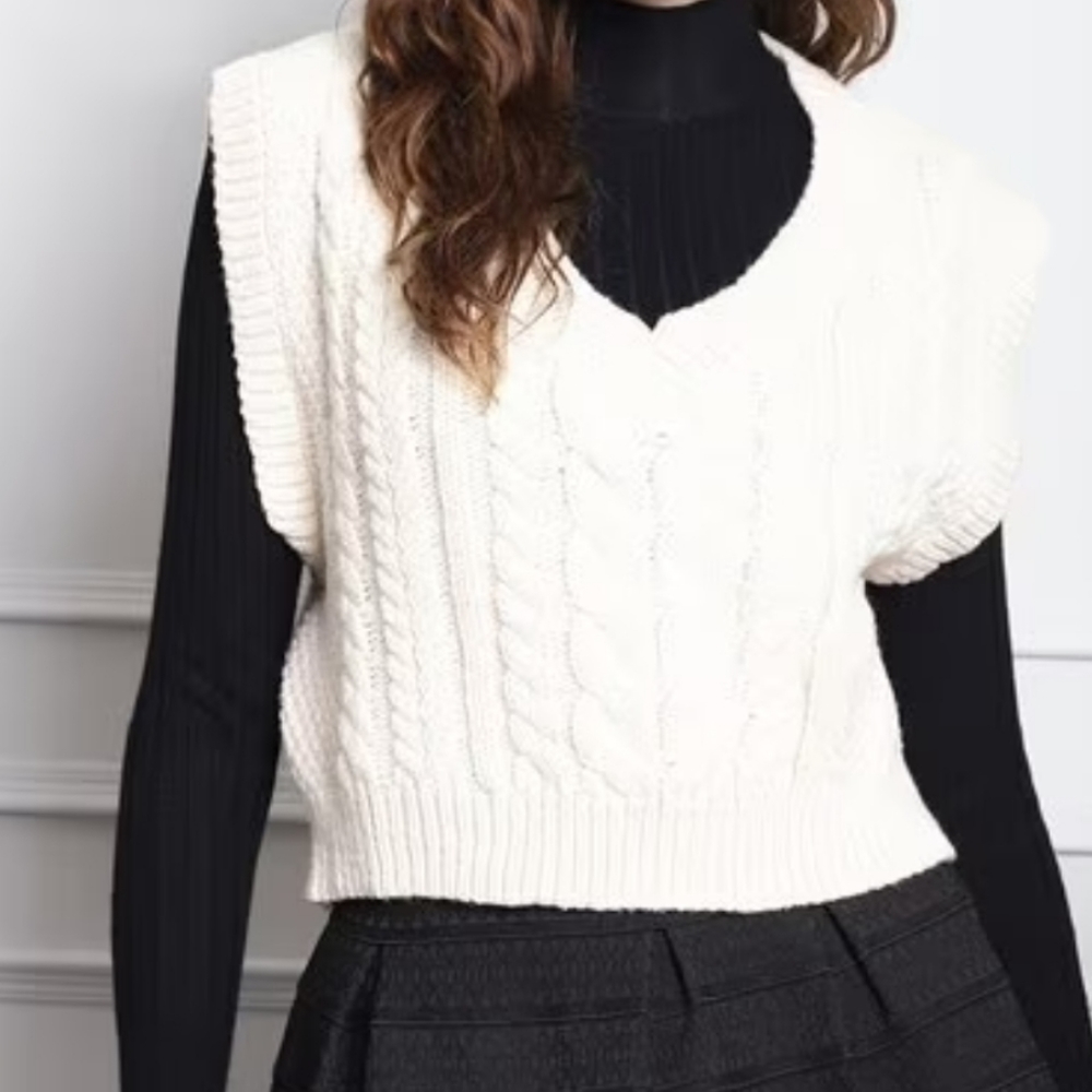Paris Atelier & Other Stories Cropped Knitted Vest/Tank Top Size L - Picture 1 of 7